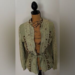 Elegant Green Embellished Women's Jacket